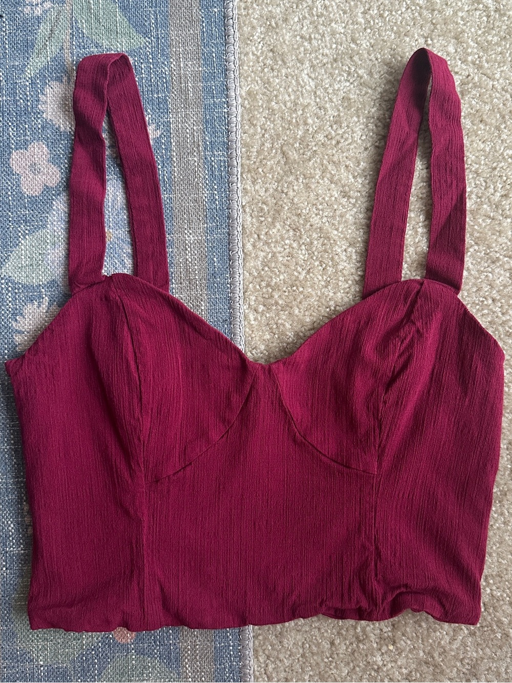 Free People Textured Wine Smocked Tank